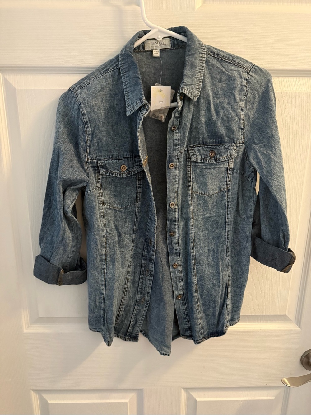 Women's Light Blue Denim Button-Down Shirt